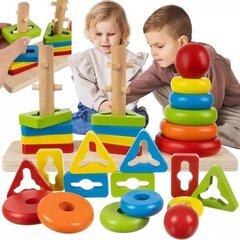 Sorter drewniany dopasuj kształty układanka 4 wieże цена и информация | Игрушки для малышей | 220.lv