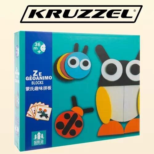 Koka puzle - ģeometriskas dzīvnieku figūras Krūzels cena un informācija | Rotaļlietas zīdaiņiem | 220.lv