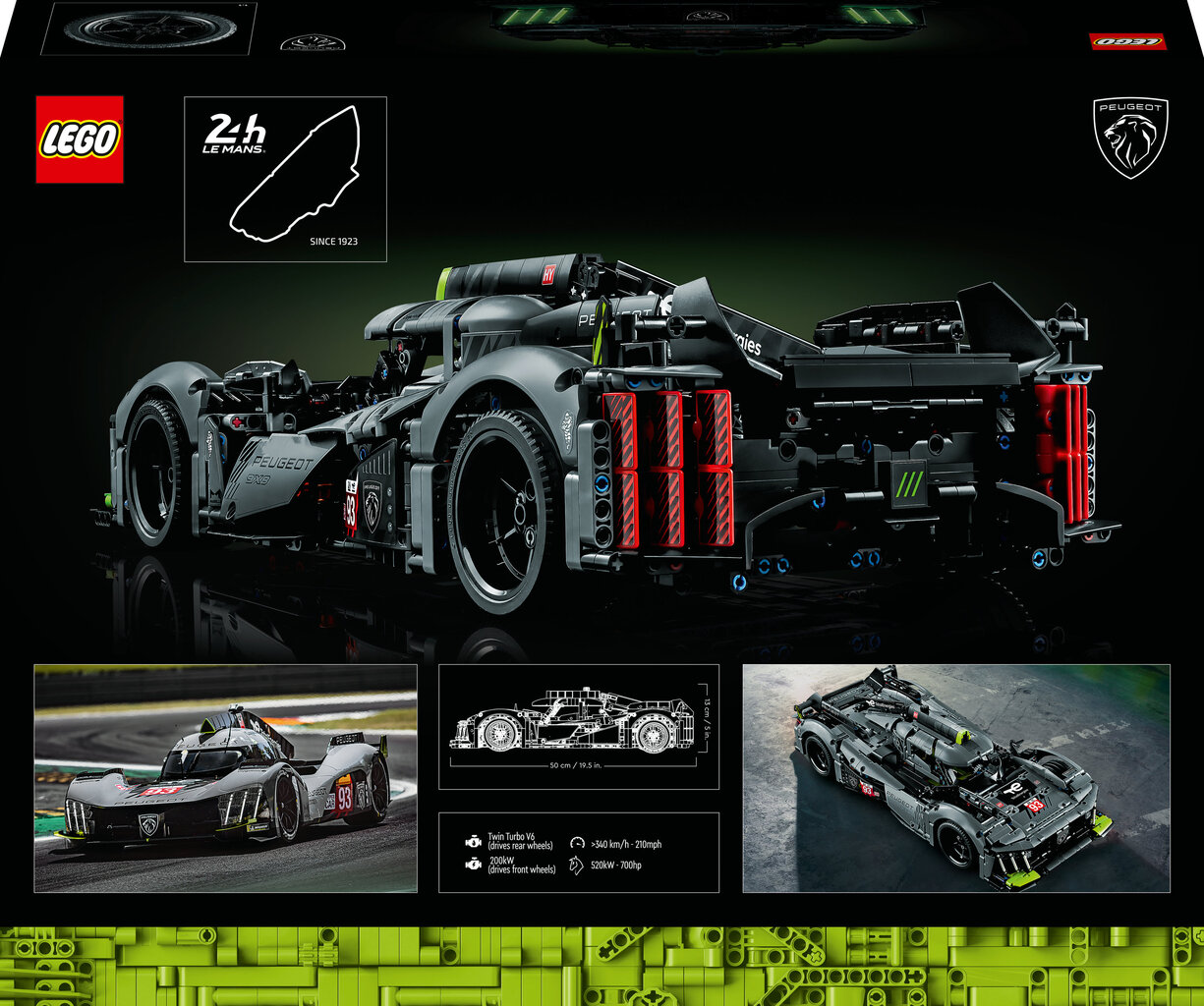 42156 LEGO® Technic Peugeot 9X8 24H Le Mans Hybrid Hypercar цена и информация | Konstruktori | 220.lv