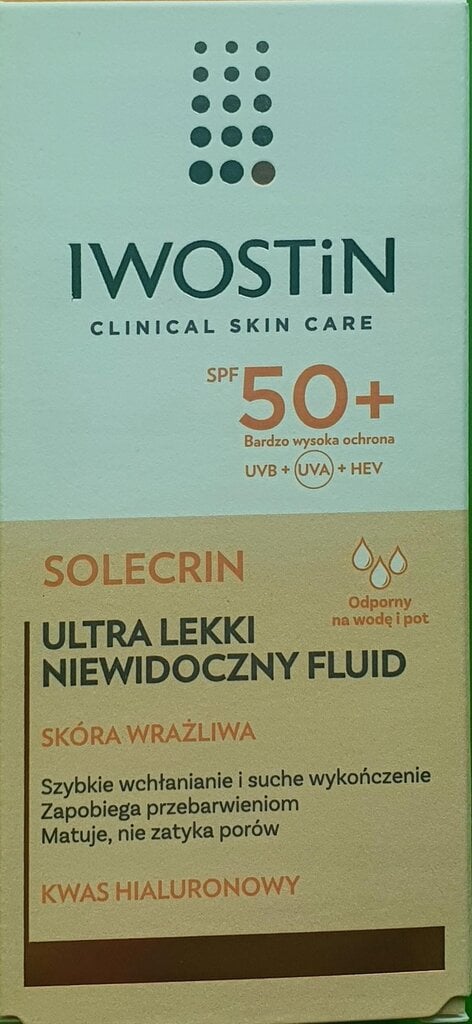 Sauļošanas fluīds sejai Iwostin Ultra Light SPF 50+, 40 ml cena un informācija | Sauļošanās krēmi | 220.lv