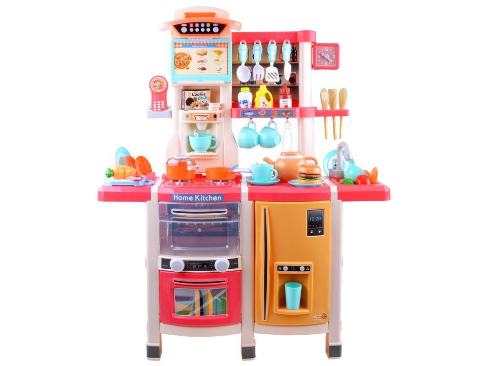 Liela bērnu virtuve ar ledusskapi un cepeškrāsni - efekti un piederumi 65 gab. cena un informācija | Rotaļlietas meitenēm | 220.lv