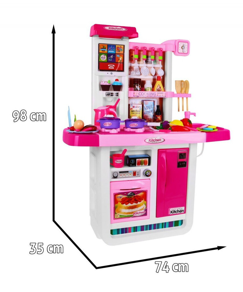 Liela interaktīvā virtuve ar piederumiem, rozā krāsā cena un informācija | Rotaļlietas meitenēm | 220.lv