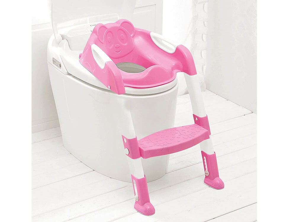 Tualetes poda sēdeklis ar pakāpienu, rozā krāsā cena un informācija | Bērnu podiņi | 220.lv