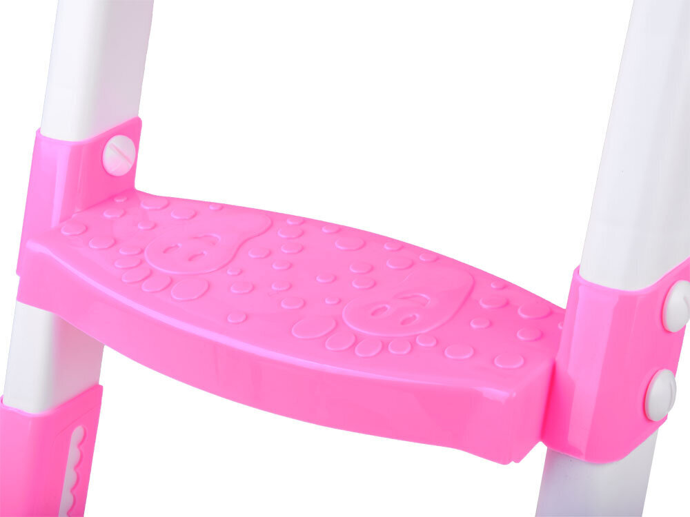 Tualetes poda sēdeklis ar pakāpienu, rozā krāsā cena un informācija | Bērnu podiņi | 220.lv