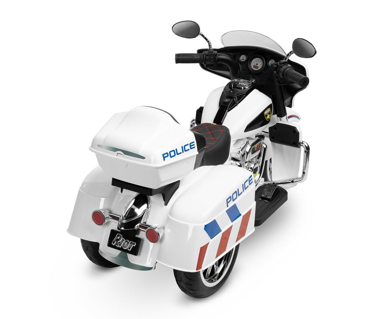 Vienvietīgs bērnu elektriskais motocikls Toyz Riot Police, balts cena un informācija | Bērnu elektroauto | 220.lv
