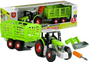 Traktors ar piekabi un skrūvgriezi cena un informācija | Rotaļlietas zēniem | 220.lv