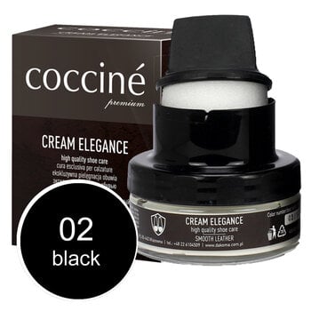 Черный крем для натуральной кожи с губкой - Coccine Cream Elegance, 50 ml цена и информация | Для ухода за обувью и одеждой | 220.lv