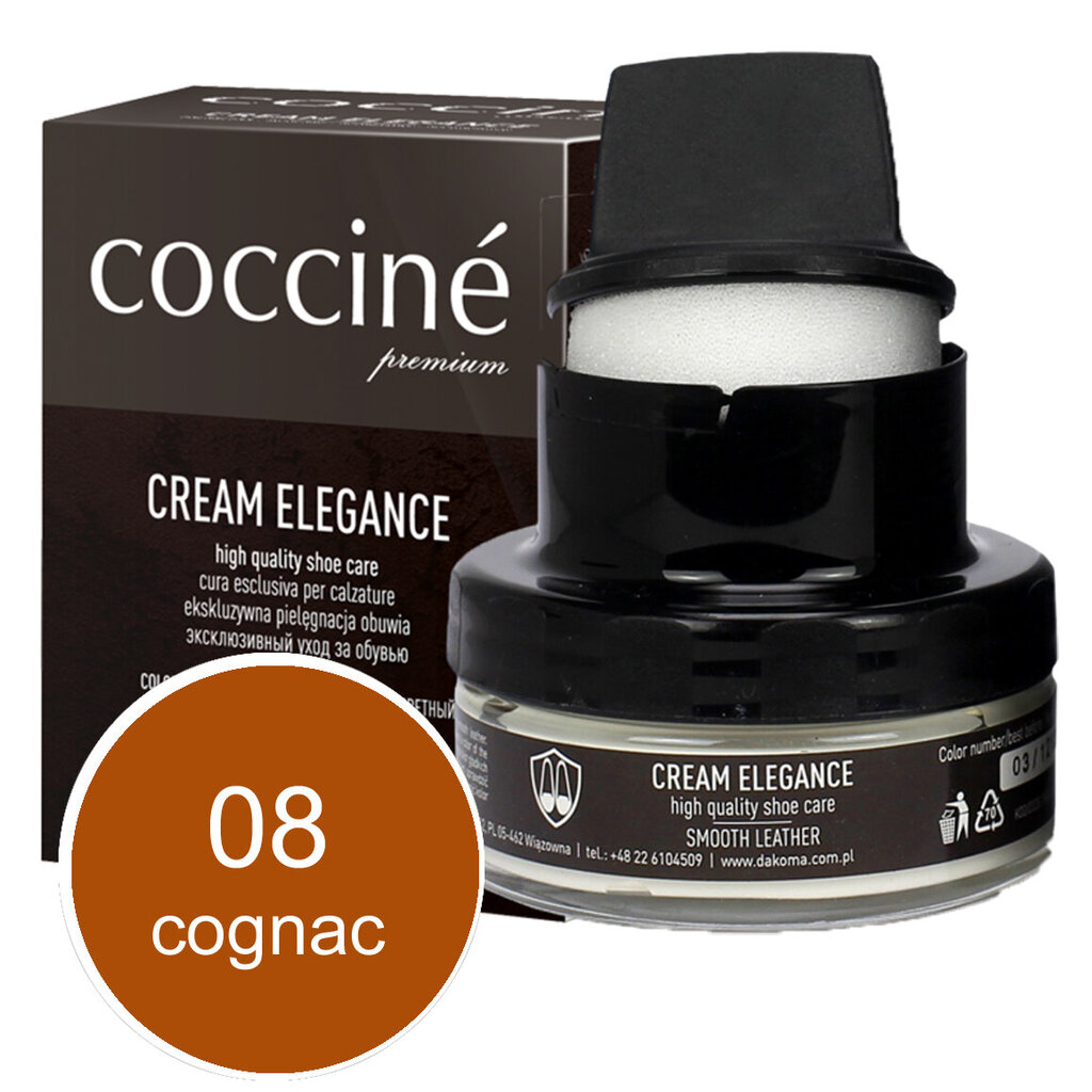 Apavu smēre ar sūkli (konjaks) - Coccine Cream Elegance, 50 ml cena un informācija | Līdzekļi apģērbu un apavu kopšanai | 220.lv