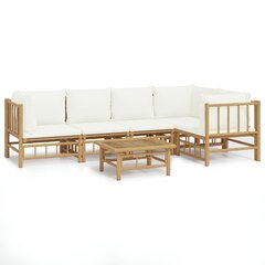vidaXL 6-daļīgs dārza atpūtas mēbeļu komplekts ar matračiem, bambuss цена и информация | Комплекты уличной мебели | 220.lv