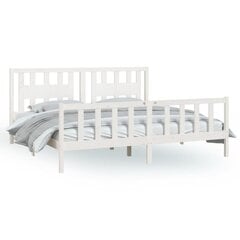 vidaXL gultas rāmis ar galvgali, balts, priedes masīvkoks, 180x200 cm cena un informācija | Gultas | 220.lv