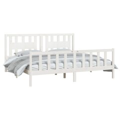 vidaXL gultas rāmis ar galvgali, balts, priedes masīvkoks, 200x200 cm цена и информация | Кровати | 220.lv