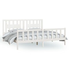 vidaXL gultas rāmis ar galvgali, balts, priedes masīvkoks, 200x200 cm cena un informācija | Gultas | 220.lv