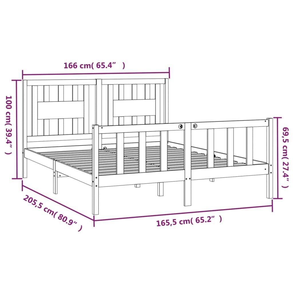 vidaXL gultas rāmis ar galvgali, melns, priedes masīvkoks, 160x200 cm цена и информация | Gultas | 220.lv