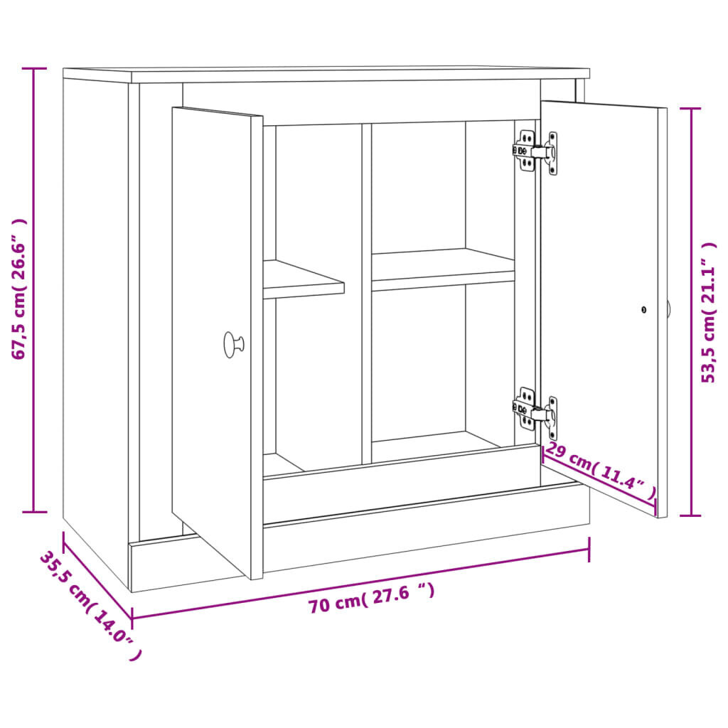 vidaXL kumode, betona pelēka, 70x35,5x67,5 cm, inženierijas koks цена и информация | Skapīši viesistabai | 220.lv