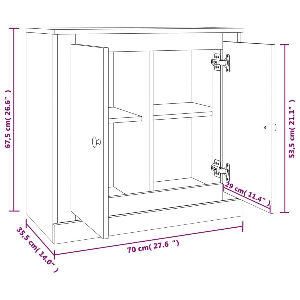 vidaXL kumode, ozolkoka krāsa, 70x35,5x67,5 cm, inženierijas koks cena un informācija | Skapīši viesistabai | 220.lv