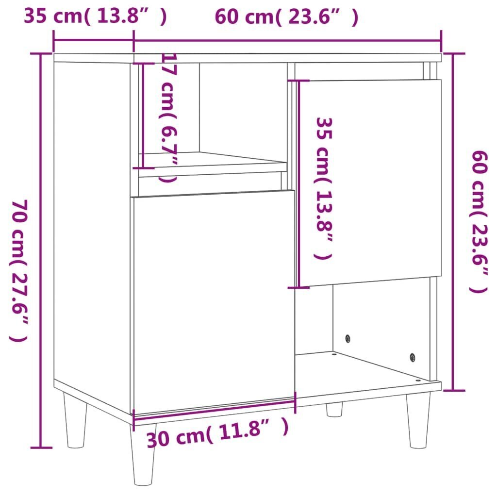 vidaXL kumode, pelēka ozolkoka, 60x35x70 cm, inženierijas koks cena un informācija | Skapīši viesistabai | 220.lv