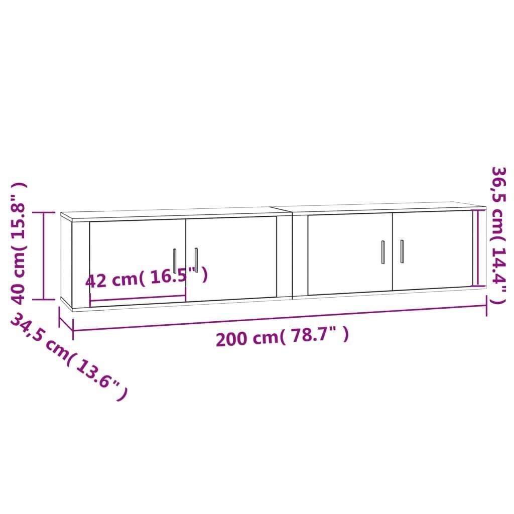 vidaXL sienas TV skapīši, 2 gab., balti, 100x34,5x40 cm cena un informācija | TV galdiņi | 220.lv