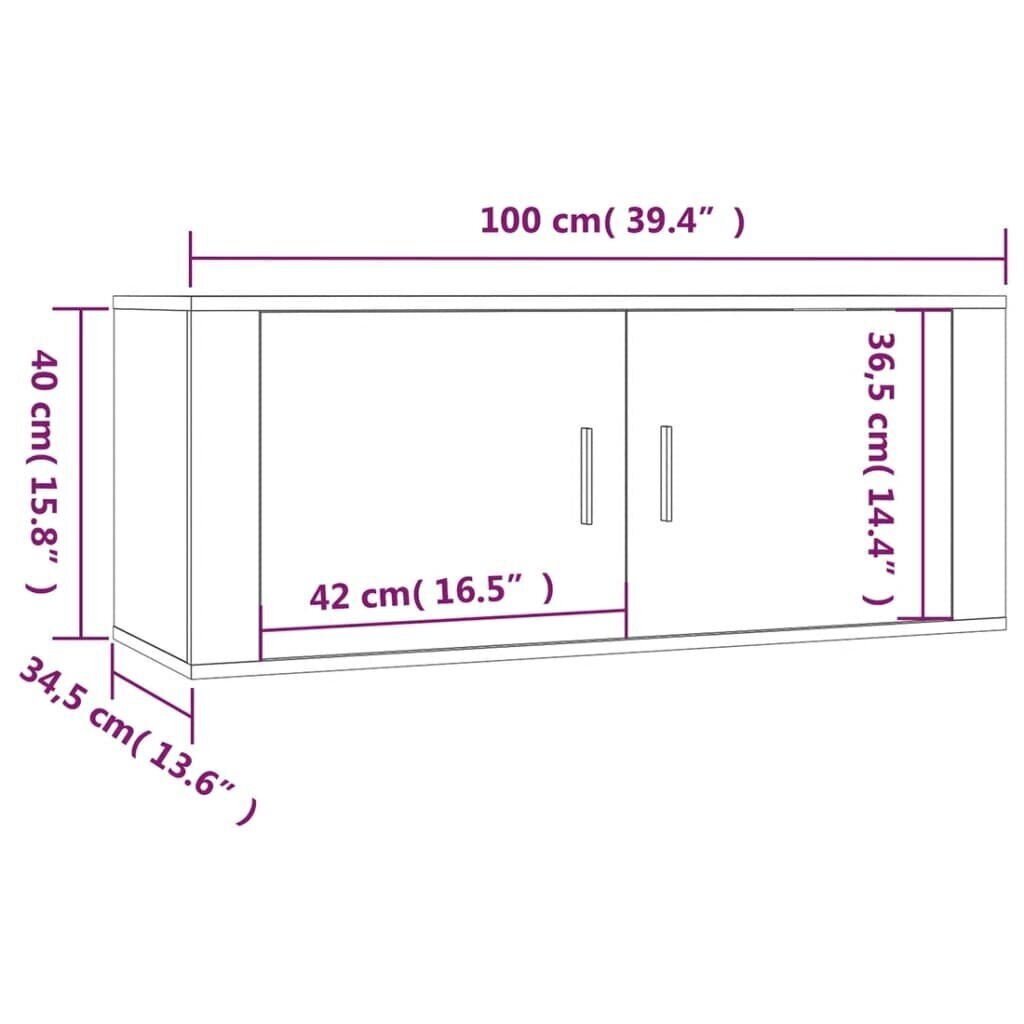 vidaXL sienas TV skapīši, 3 gab., balti, 100x34,5x40 cm цена и информация | TV galdiņi | 220.lv