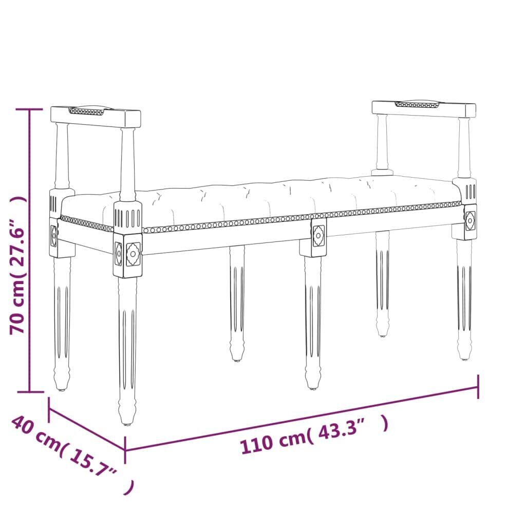 vidaXL sols, melns, 110x40x70 cm, samts цена и информация | Apavu skapji, apavu plaukti, priekšnama soliņi | 220.lv