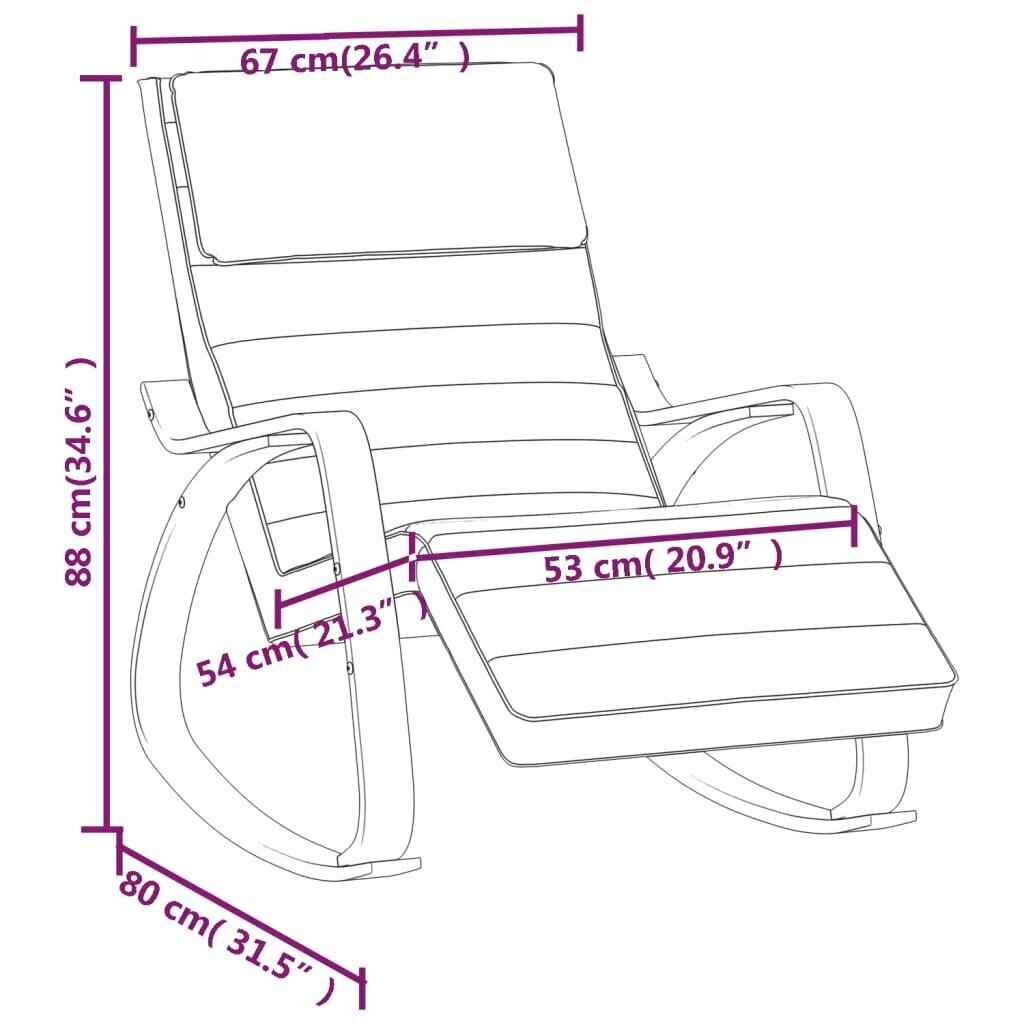 vidaXL šūpuļkrēsls, pelēkbrūns audums цена и информация | Atpūtas krēsli | 220.lv