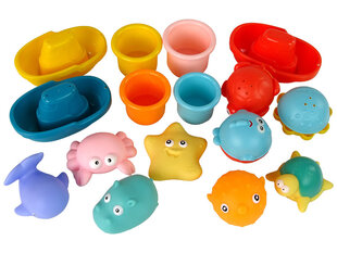Vannas istabas rotaļlietu komplekts - jūras dzīvnieki, 17 gab. cena un informācija | Rotaļlietas zīdaiņiem | 220.lv