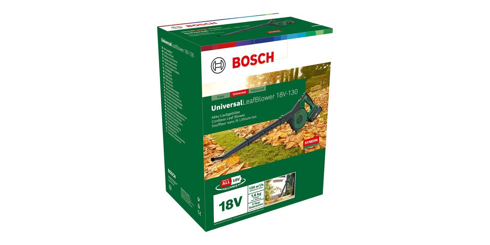 Akumulatora lapu pūtējs Bosch Universal LeafBlower 18V-130 cena un informācija | Lapu pūtēji, zaru smalcinātāji, slaucīšanas iekārtas | 220.lv