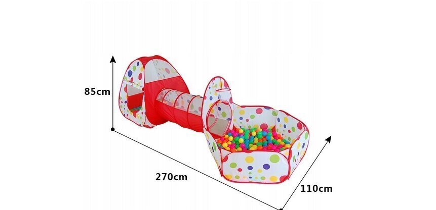 Bērnu automātiskā telts, tunelis, rotaļu namiņš, sarkans цена и информация | Bērnu rotaļu laukumi, mājiņas | 220.lv