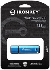 USB-C atmiņa Kingston IronKey Vault Privacy 50C 128 GB cena un informācija | USB Atmiņas kartes | 220.lv