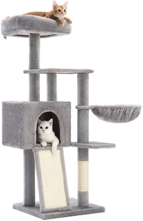 Feandrea kaķu skrāpis 135 cm., gaiši pelēks cena un informācija | Kaķu mājas, nagu asināmie | 220.lv