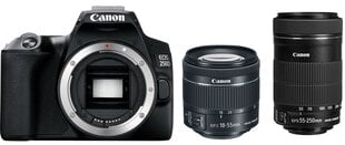 Canon EOS 250D + EF-S 18-55mm IS STM + EF-S 55-250mm IS STM cena un informācija | Digitālās fotokameras | 220.lv