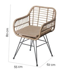 Dārza krēsls Ariki 57 x 62 x 80 cm sintētiskā rotangpalma Tērauda grafīts cena un informācija | Dārza krēsli | 220.lv