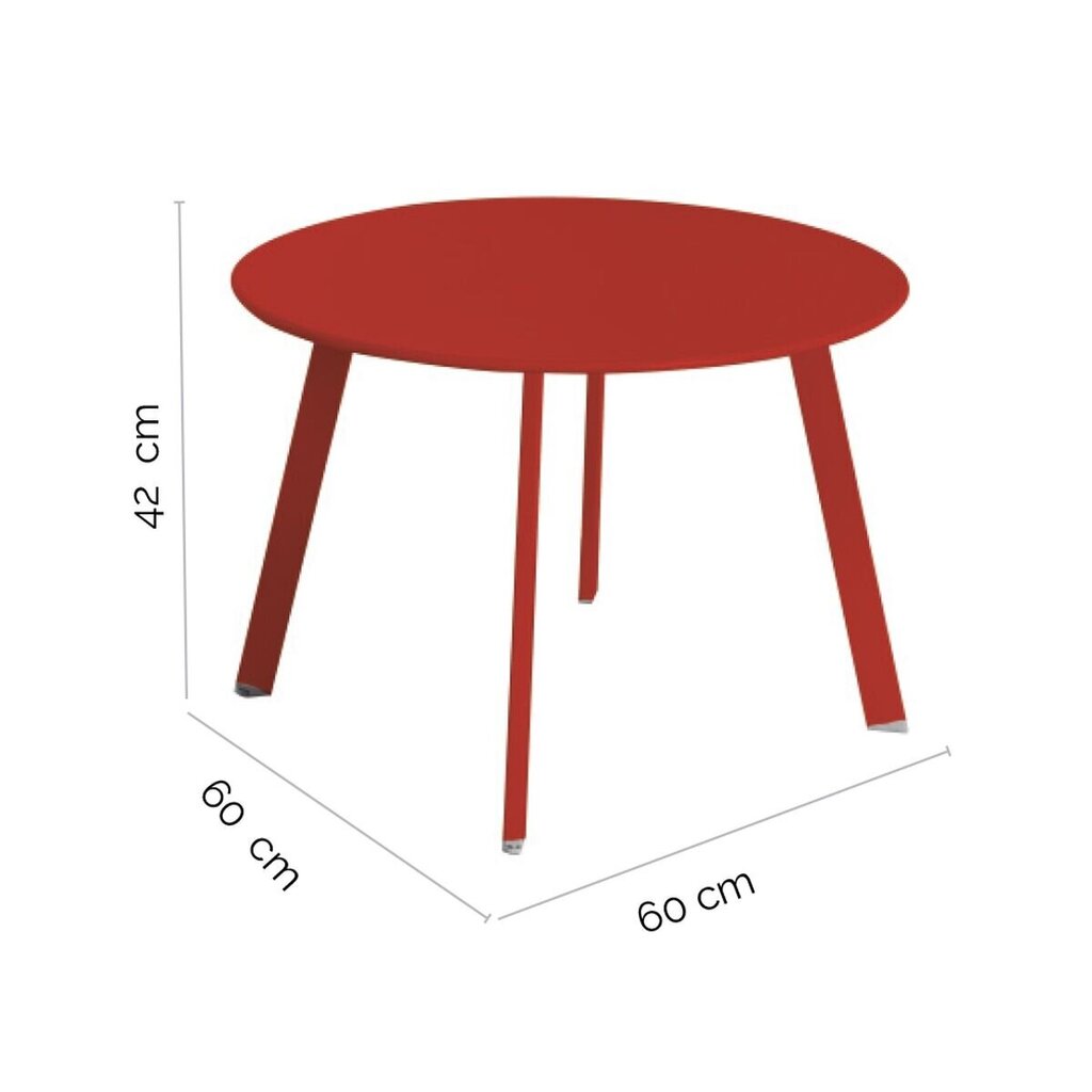 Sānu galds Marzia 60 x 60 x 42 cm Sarkans tērauds cena un informācija | Dārza galdi | 220.lv