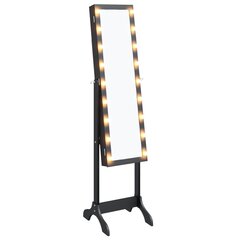 vidaXL grīdas spogulis ar LED, melns, 34x37x146 cm cena un informācija | Spoguļi | 220.lv