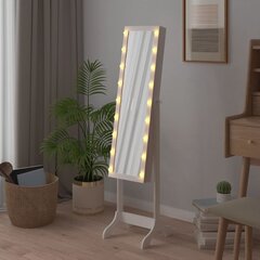 vidaXL grīdas spogulis ar LED, balts, 34x37x146 cm cena un informācija | Spoguļi | 220.lv
