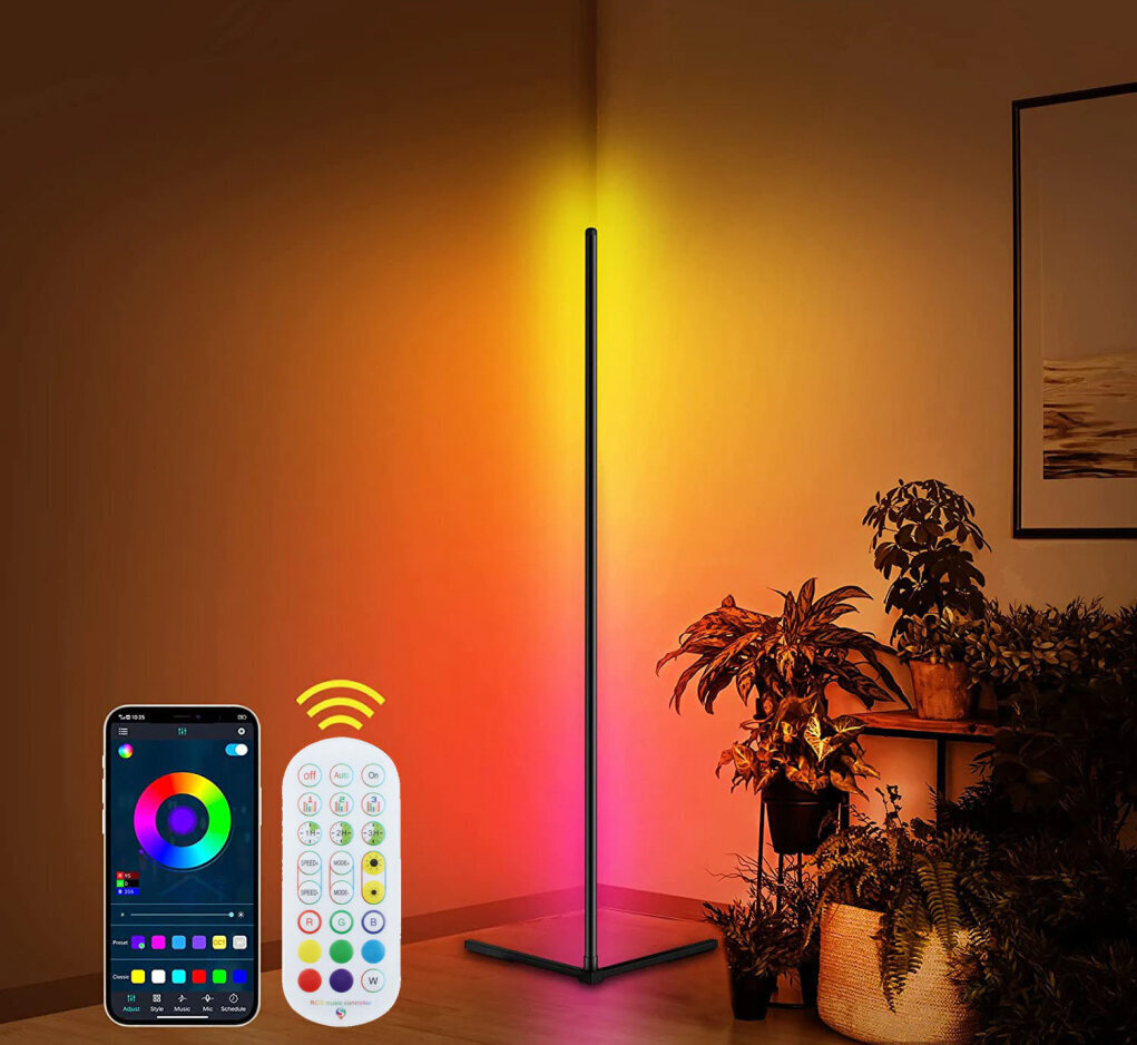 Stāvlampa ar Wi-Fi pārvaldību un Led RGB neona apgaismojumu 140cm cena un informācija | Stāvlampas | 220.lv