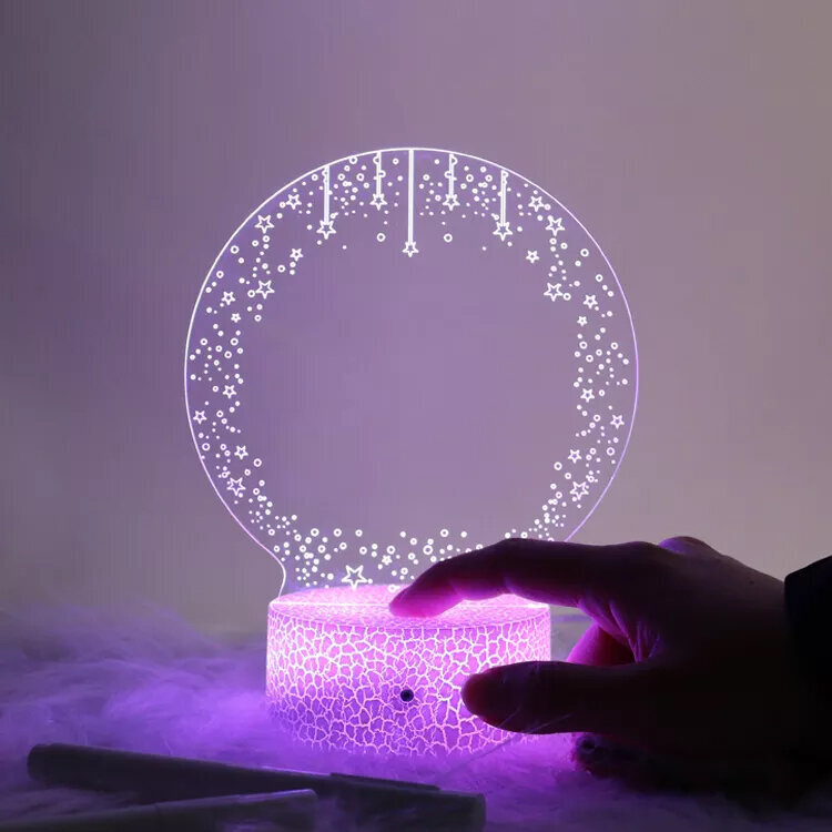 3D Naktslampa ar personīgo maināmo uzrakstu, baltā krāsā cena un informācija | Galda lampas | 220.lv
