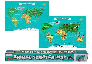 Karte ar dzīvniekiem bērniem Scratch map cena un informācija | Pasaules kartes | 220.lv