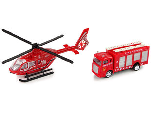 Rotaļlietu ugunsdzēsēju helikoptera un automašīnas komplekts, sarkans cena un informācija | Attīstošās rotaļlietas | 220.lv