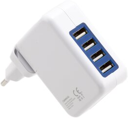 Зарядное устройство Omega 4xUSB EU + кабель, белый (42672) цена и информация | Зарядные устройства для телефонов | 220.lv