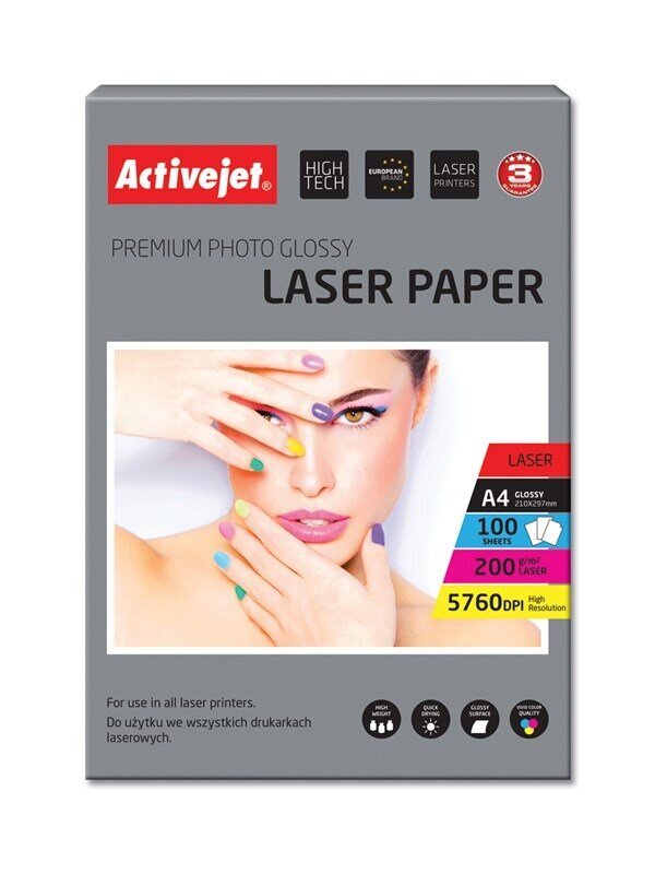 Activejet AP4-200G100L fotopapīrs lāzerprinteriem; A4; 100 gab цена и информация | Tintes kārtridži | 220.lv