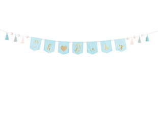 Баннер "Oh baby" с помпонами, 2,5 м, голубой цена и информация | Праздничные декорации | 220.lv