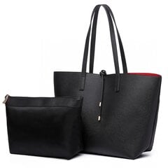 Комплект женской сумочки Maia Black из 2-х предметов, двухсторонний, черный/красный цена и информация | Куинн | 220.lv