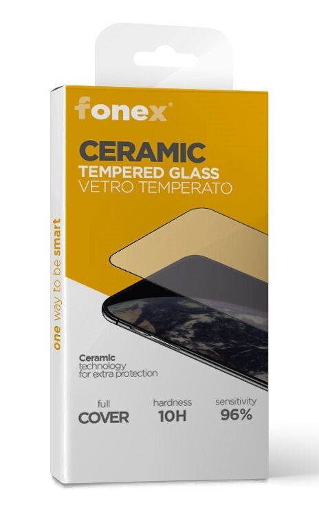 Fonex 3D Ceramic - 10H aizsargstikls, iPhone 14 / 13 / 13 PRO, ar melnu malu cena un informācija | Ekrāna aizsargstikli | 220.lv