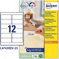 Printera birkas Avery L4743REV 99,1 x 42,3 mm Balts 25 Loksnes (5 gb.) cena un informācija | Kancelejas preces | 220.lv