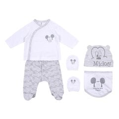 Drēbju komplekts Mickey Mouse Balts (1 mēnesis) cena un informācija | Apģērbu komplekti jaundzimušajiem | 220.lv