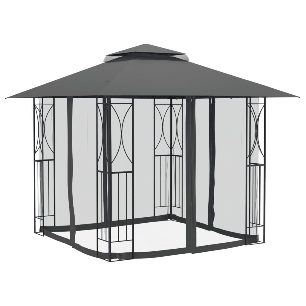 vidaXL nojume ar sānu sienām, 300x300x270 cm, antracītpelēka, tērauds cena un informācija | Dārza nojumes un lapenes | 220.lv