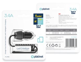 Platinet автомобильное зарядное устройство 3.4A USB-A+C (45483) цена и информация | Адаптеры и USB разветвители | 220.lv