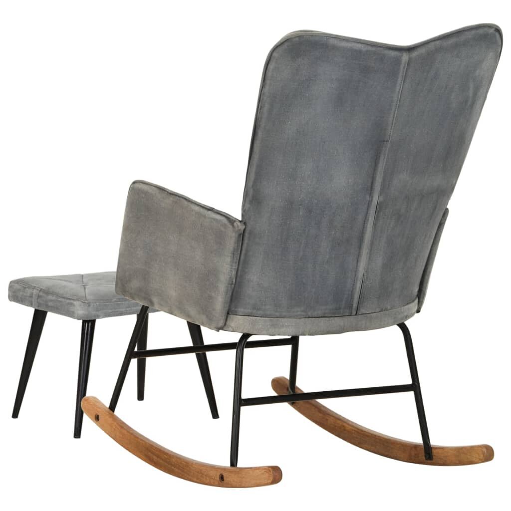 vidaXL šūpuļkrēsls ar kājsoliņu, pelēks vintāžas audums cena un informācija | Atpūtas krēsli | 220.lv