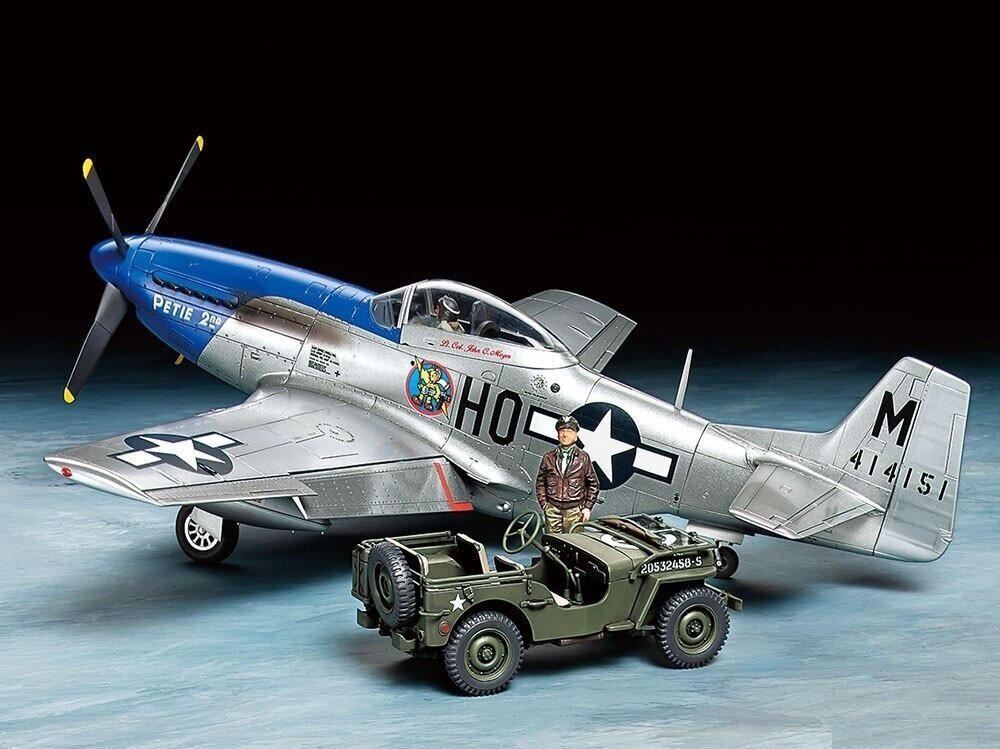 Tamiya - North American P-51D Mustang & 1/4 ton 4x4 , 1/48, 25205 konstruktors cena un informācija | Konstruktori | 220.lv