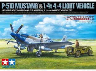 Tamiya - North American P-51D Mustang & 1/4 ton 4x4 Light Vehicle Set, 1/48, 25205 цена и информация | Конструкторы и кубики | 220.lv